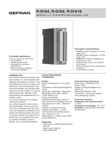 gefran R-D/A4 - R-D/A8 - R-D/A16 Fiche technique | Fixfr