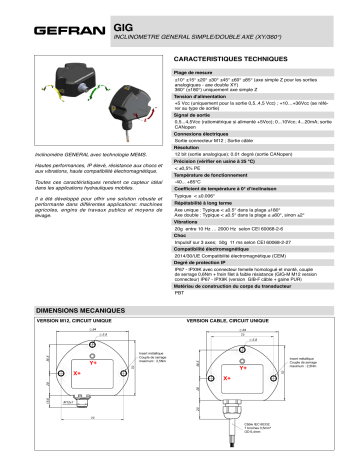 gefran GIG Inclinometer Fiche technique | Fixfr