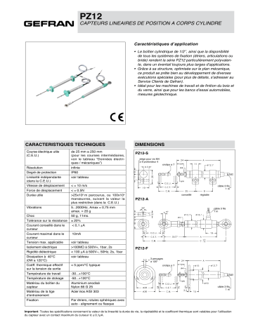 gefran PZ12 Potentiometer Fiche technique | Fixfr