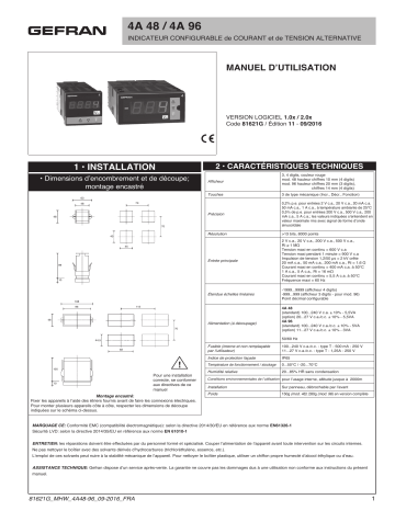 gefran 4A48-96 Indicator/Alarm Unit Mode d'emploi | Fixfr