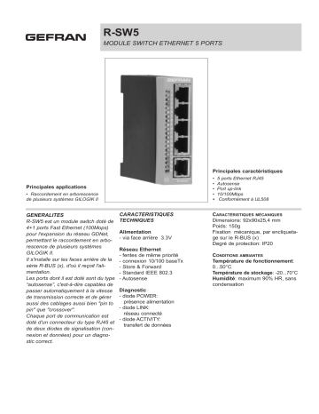 gefran R-SW5 Switch Ethernet module Fiche technique | Fixfr