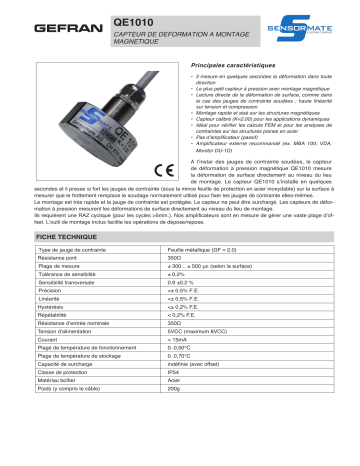 gefran QE1010 Magnet mount strain sensor Fiche technique | Fixfr