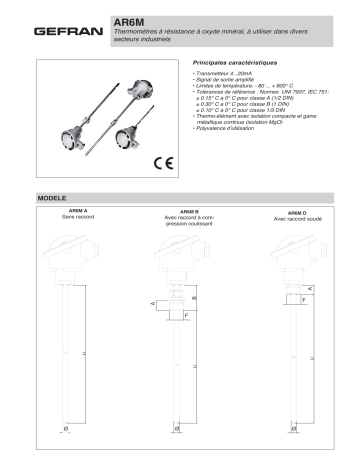 gefran AR6M Resistance thermometer Fiche technique | Fixfr