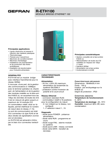 gefran R-ETH100 Bridge Ethernet 100 module Fiche technique | Fixfr