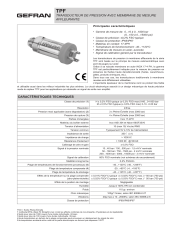 gefran TPF Fiche technique | Fixfr