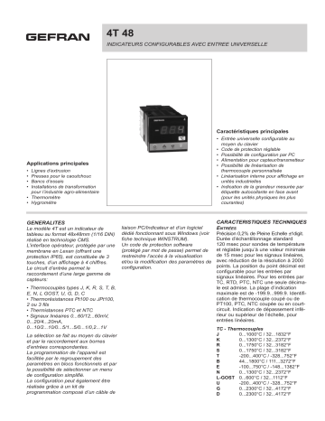 gefran 4T48 Indicator Fiche technique | Fixfr