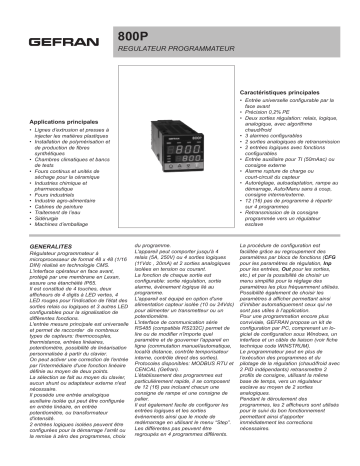 gefran 800P PID Controller Programmer, 1/16 DIN Fiche technique | Fixfr