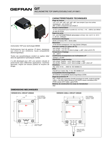 gefran GIT Inclinometer Fiche technique | Fixfr