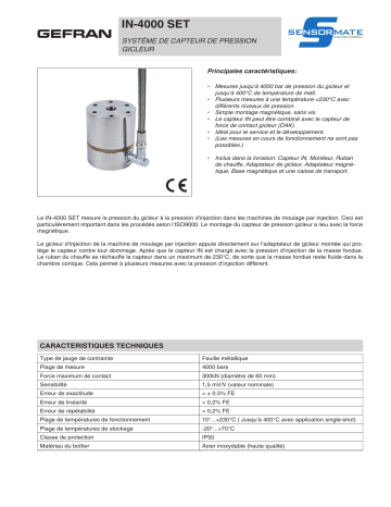 gefran IN-4000 set Nozzle pressure sensor system Fiche technique | Fixfr