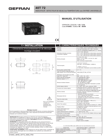 gefran 40T72 Indicator/Alarm Unit Mode d'emploi | Fixfr