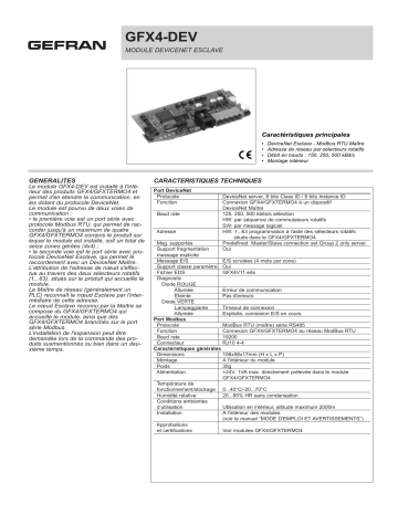 gefran DeviceNet Fiche technique | Fixfr