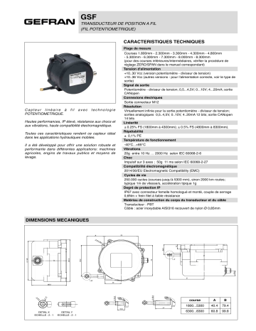 gefran GSF Linear by wire Fiche technique | Fixfr