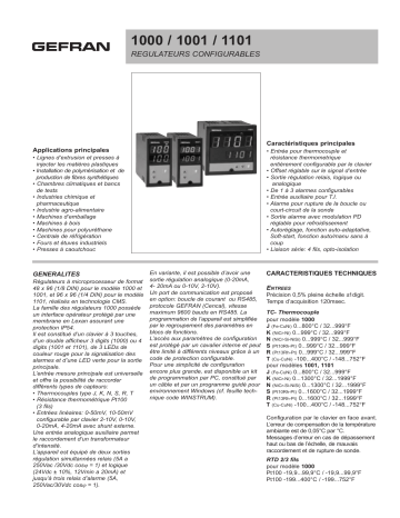 gefran 1000-1001-1101 PID Controller Fiche technique | Fixfr