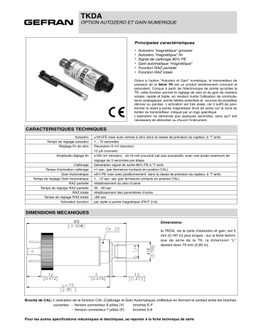 gefran TKDA Fiche technique | Fixfr