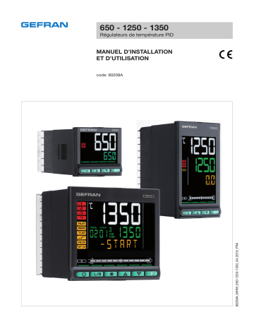 1350 | 1250 | gefran 650 PID Controller, 1/16 DIN Manuel utilisateur | Fixfr