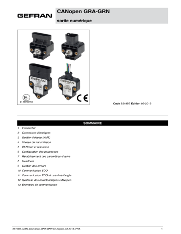 GRN | gefran GRA Hall-effect single-turn rotary sensor Manuel utilisateur | Fixfr