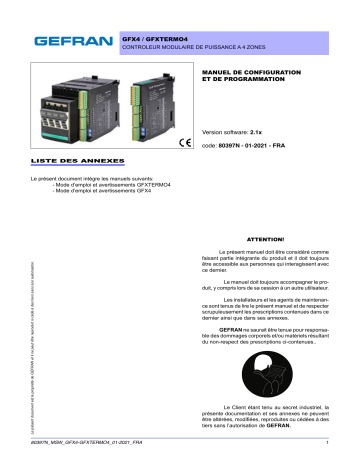 GFX4 | gefran GFXTermo4 PID Controller 4 loop Manuel utilisateur | Fixfr