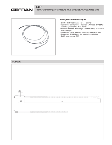 gefran T4P Thermocouple Fiche technique | Fixfr