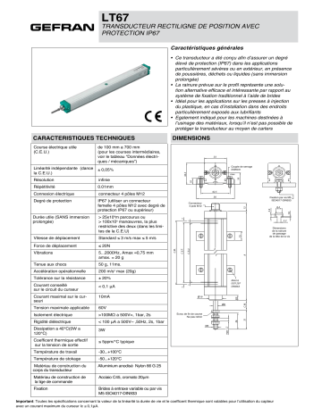 gefran LT67 Potentiometer Fiche technique | Fixfr