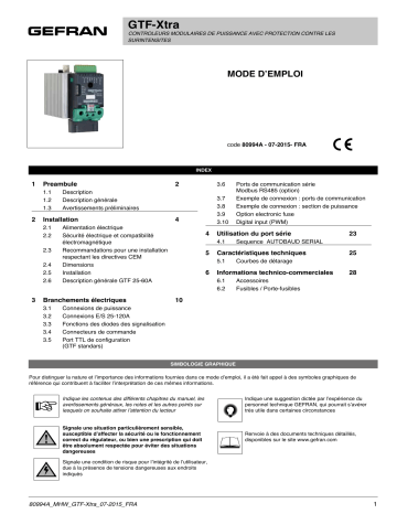 gefran GTF-Xtra Power controller Mode d'emploi | Fixfr