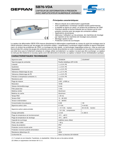 gefran SB76-VDA Press-on sensor Fiche technique | Fixfr