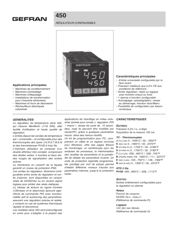gefran 450 PID Controller, 1/16 DIN Fiche technique | Fixfr