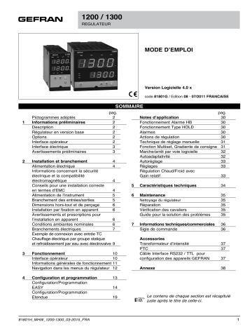 1300 | gefran 1200 PID Controller, 1/8 DIN Mode d'emploi | Fixfr