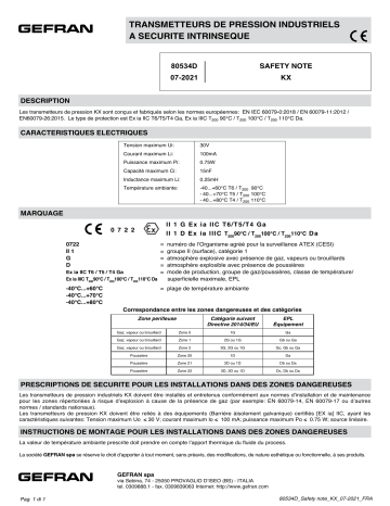 gefran KX Manuel utilisateur | Fixfr