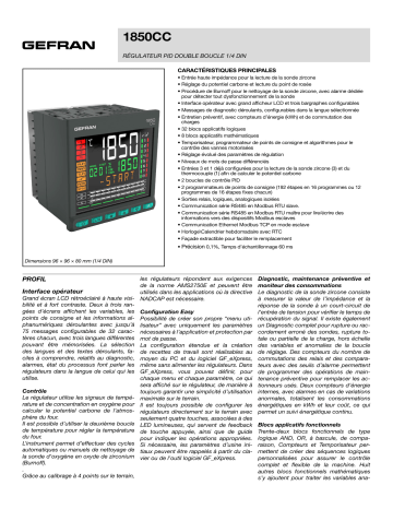 gefran 1850CC PID Carbon controller dual loop, 1/4 DIN Fiche technique | Fixfr