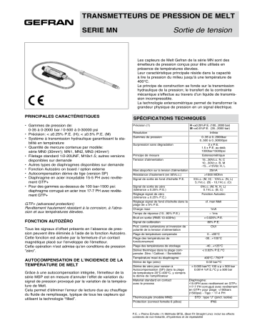 gefran MN Fiche technique | Fixfr