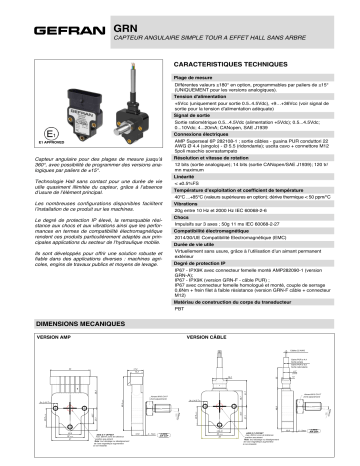 gefran GRN Hall-effect single-turn rotary sensor Fiche technique | Fixfr