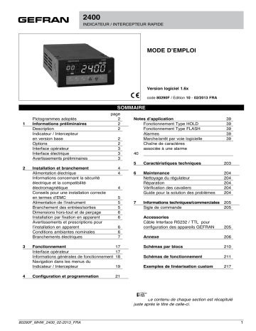 gefran 2400 Fast Indicator/Alarm Unit Mode d'emploi | Fixfr