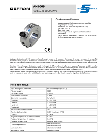 gefran AN1068 Strain ring Fiche technique | Fixfr