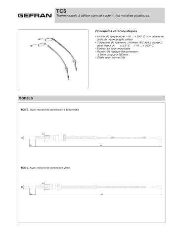 gefran TC5/TC5N Thermocouple Fiche technique | Fixfr