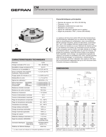 gefran CM Standard size load cell Fiche technique | Fixfr