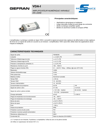 gefran VDA-I Variable digital inline amplifier Fiche technique | Fixfr