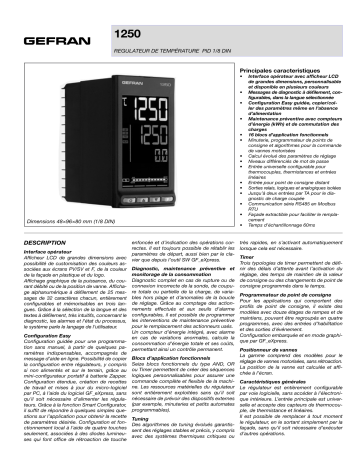 gefran 1250 PID Controller, 1/8 DIN Fiche technique | Fixfr
