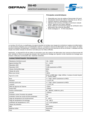 gefran DU-4D 4 - channel digital monitor Fiche technique | Fixfr