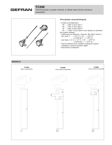 gefran TC6M Thermocouple Fiche technique | Fixfr