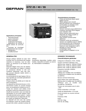 gefran GTZ Halbleiterrelais mit/ohne Kühlkörper Fiche technique | Fixfr