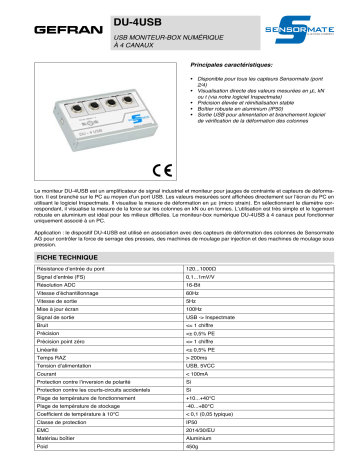 gefran DU-4USB 4- channel digital monitor-box USB Fiche technique | Fixfr