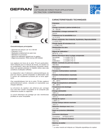 gefran TH Force transducer Fiche technique | Fixfr