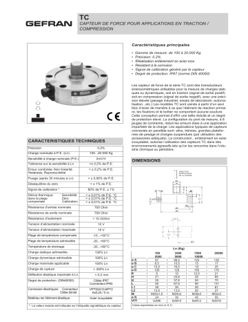 gefran TC Standard size load cell Fiche technique | Fixfr