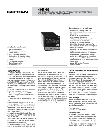 gefran 40B48 Indicator/Alarm Unit Fiche technique | Fixfr