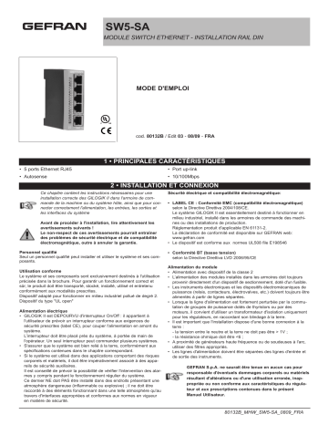gefran SW5-SA Stand alone switch Ethernet Mmdule - DIN rail mounting Mode d'emploi | Fixfr