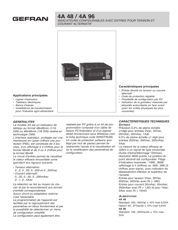 gefran 4A48-96 Indicator/Alarm Unit Fiche technique | Fixfr