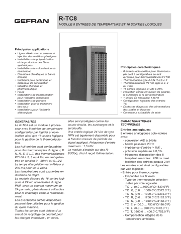 gefran R-TC8 Module 8 temperature loop Fiche technique | Fixfr