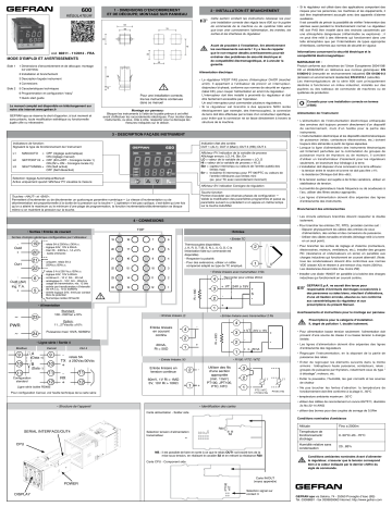 gefran 600 PID Controller, 1/16 DIN Guide de démarrage rapide | Fixfr