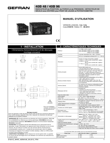 gefran 40B48 Indicator/Alarm Unit Mode d'emploi | Fixfr