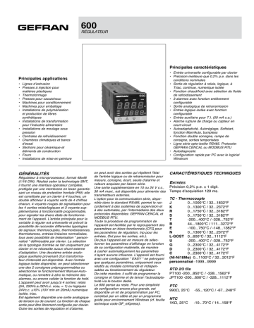 gefran 600 PID Controller, 1/16 DIN Fiche technique | Fixfr